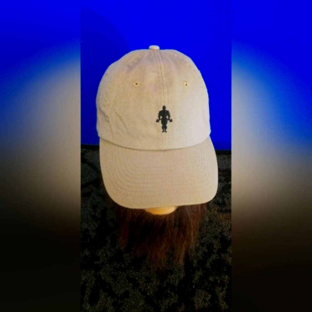 Golds gym beige Men's Baseball Cap with Subtle Black Logo